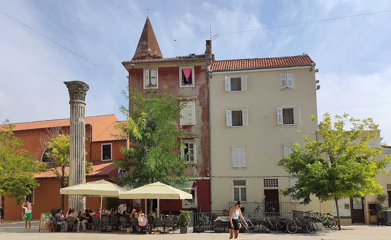 Café umbrellas on Petar Zoranić Square, Zadar.