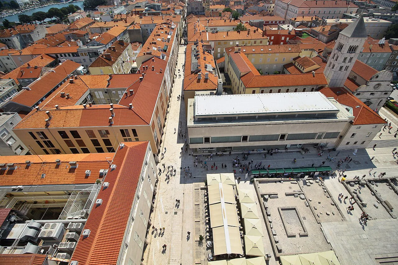 Zadar old town and the Roman Forum from above.