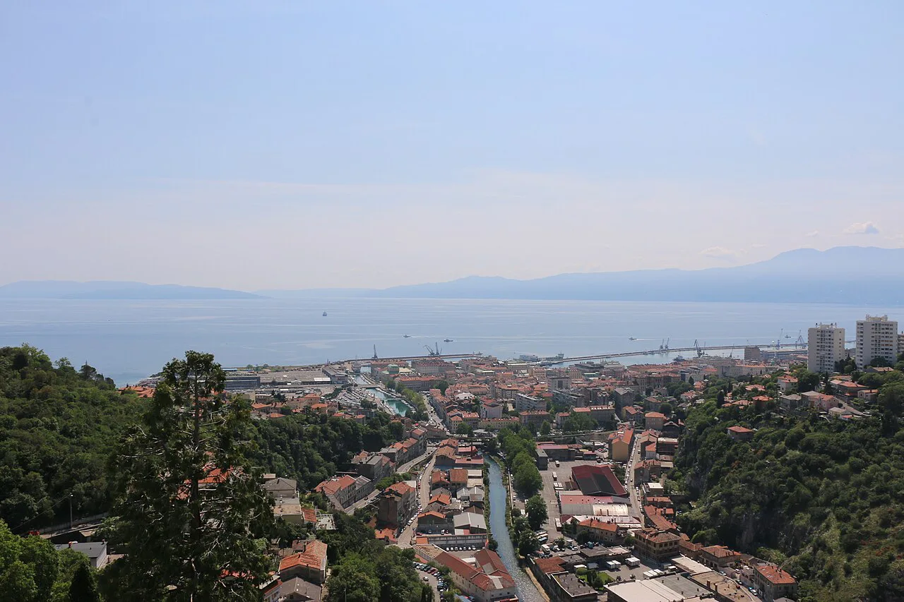 View over Rijeka towards the Kvarner Gulf.