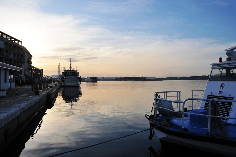 Sunrise over Šibenik harbour.