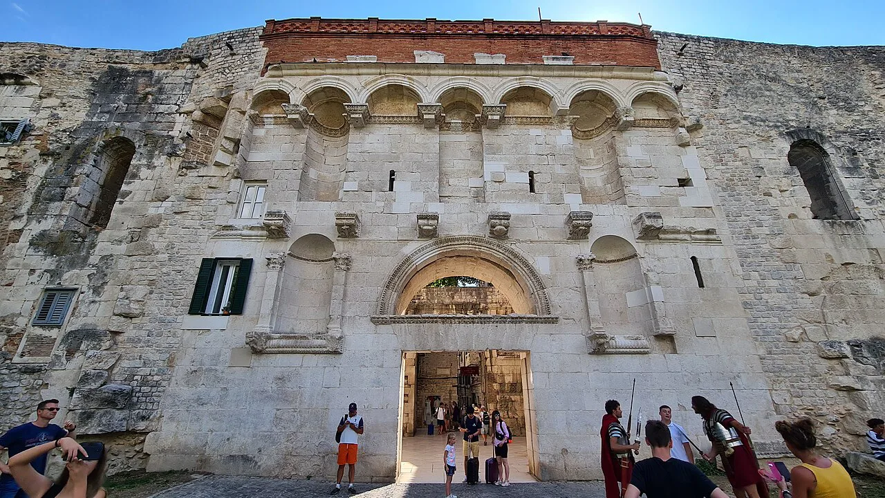 Visitors at the Golden Gate of Diocletian's Palace, Split.