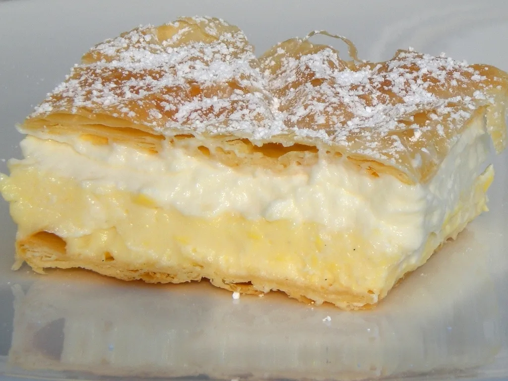 Kremšnita in the Bled style, from neighbouring Slovenia.