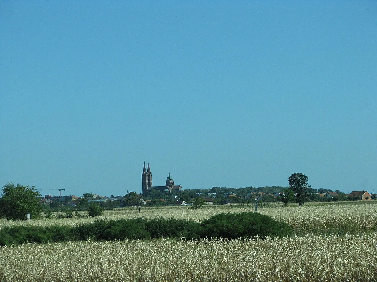 Đakovo and its cathedral across the Slavonian fields.