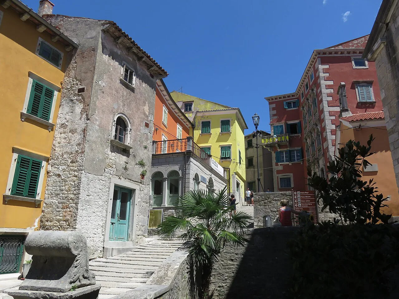 Colourful houses in Labin's old town.