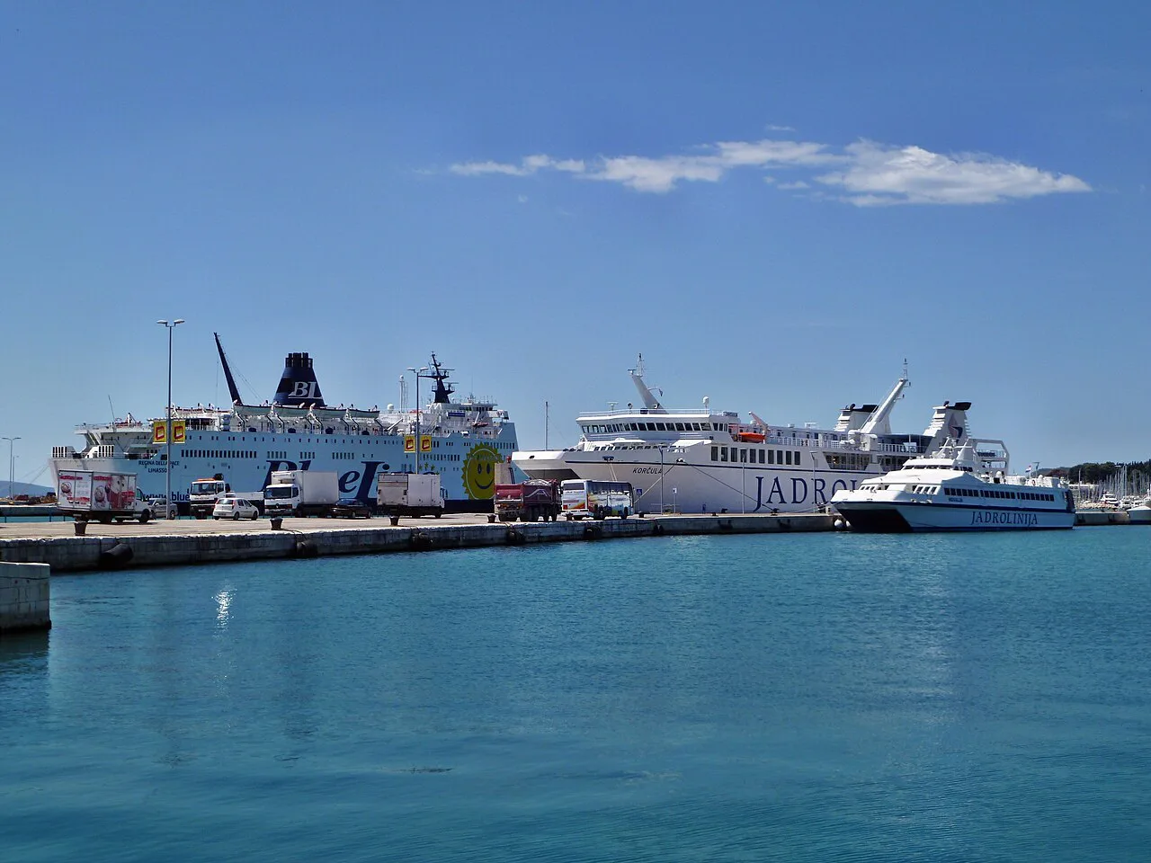 Ferries moored in Split harbour.