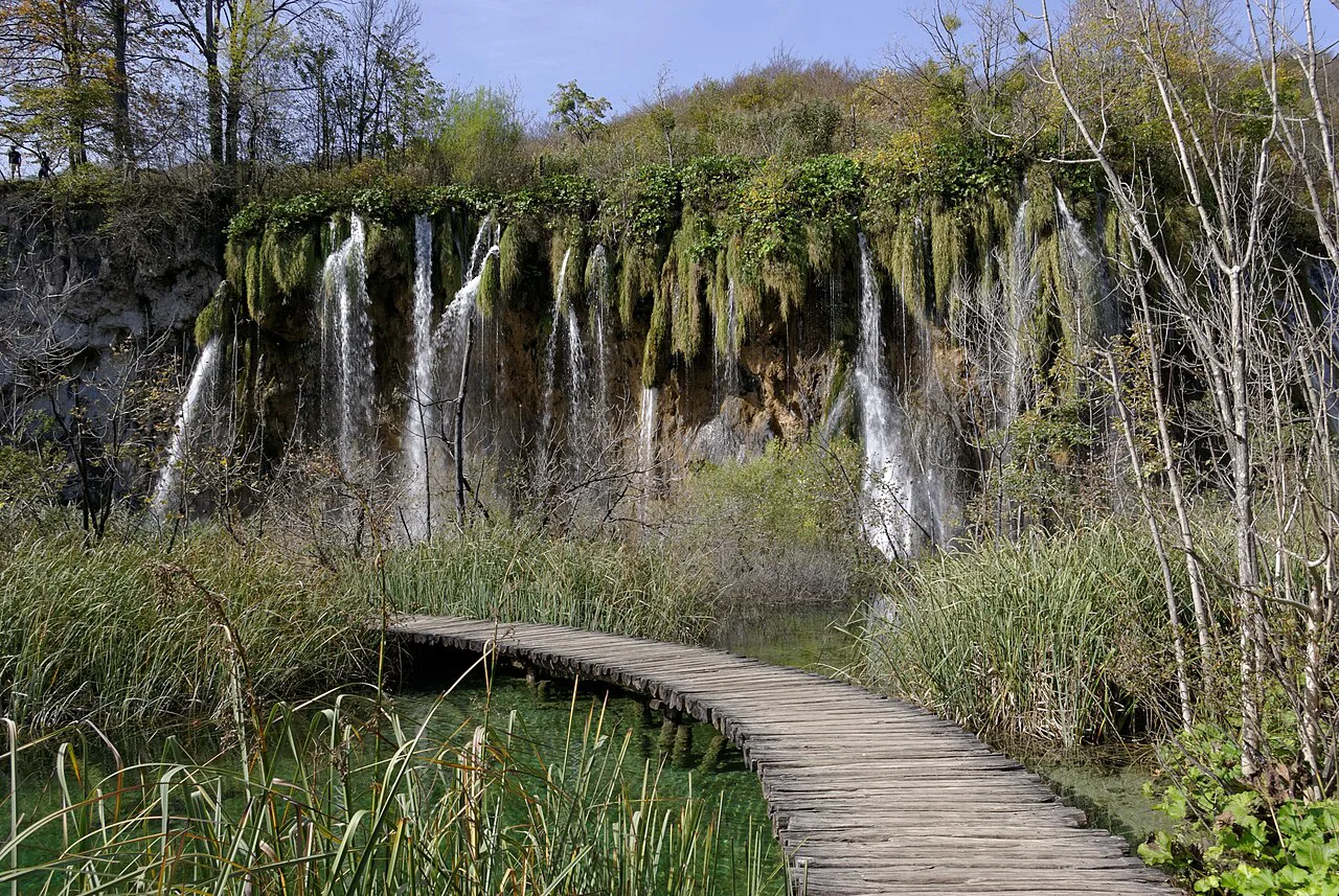 A boardwalk at Plitvice Lakes National Park, Lika.