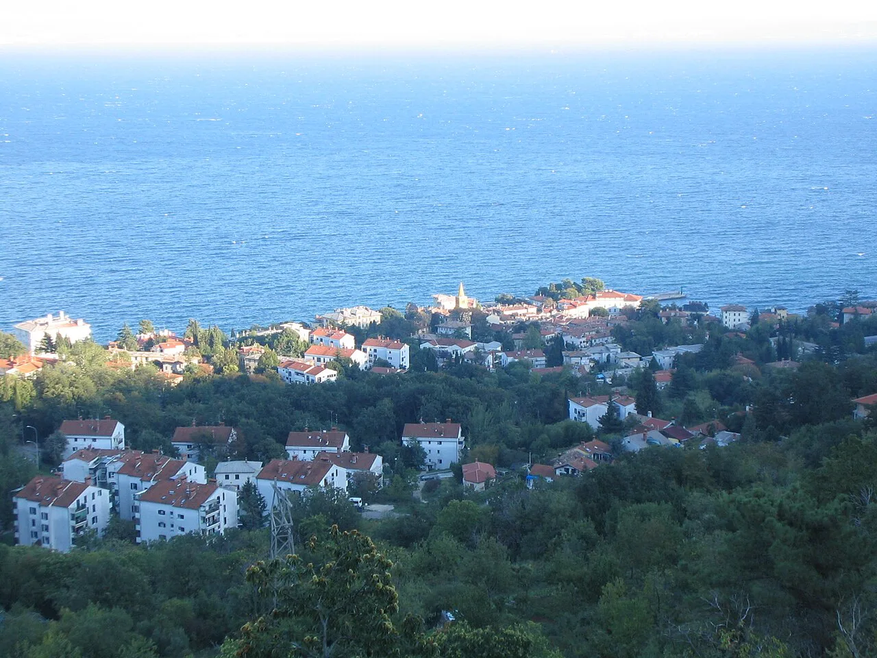 Lovran on the Opatija Riviera, seen from Liganj.