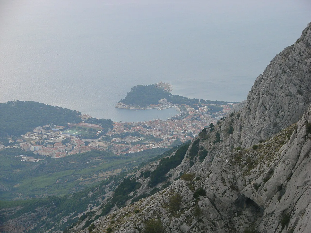 Makarska seen from the Biokovo slopes.