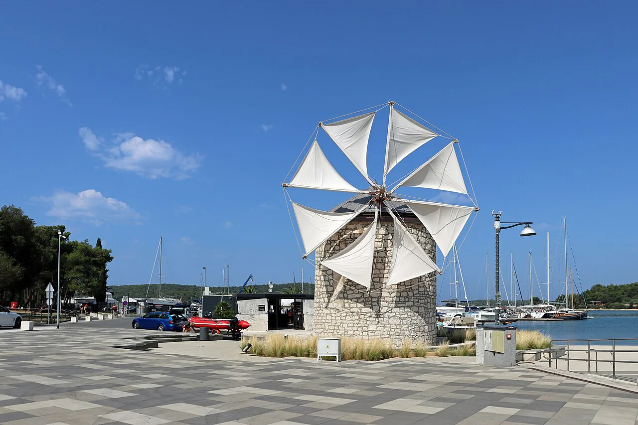 The windmill on the Medulin waterfront.