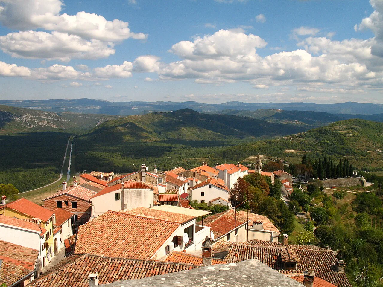 Rooftops of Motovun seen from the town walls.