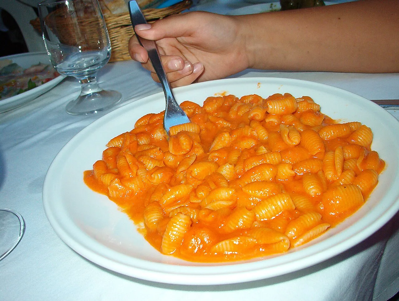 Gnocchi in tomato sauce.