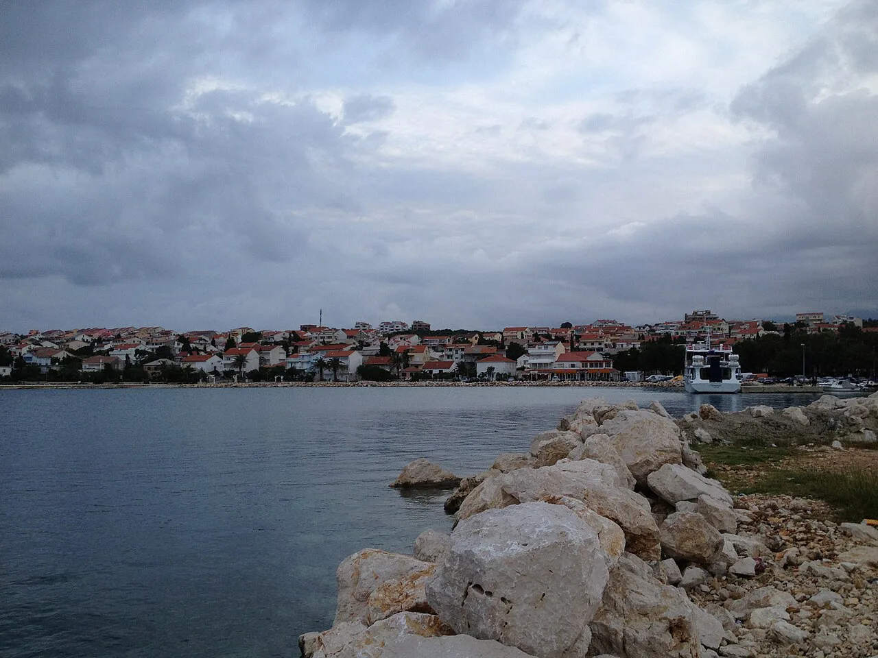 Novalja seen across the water, Pag.