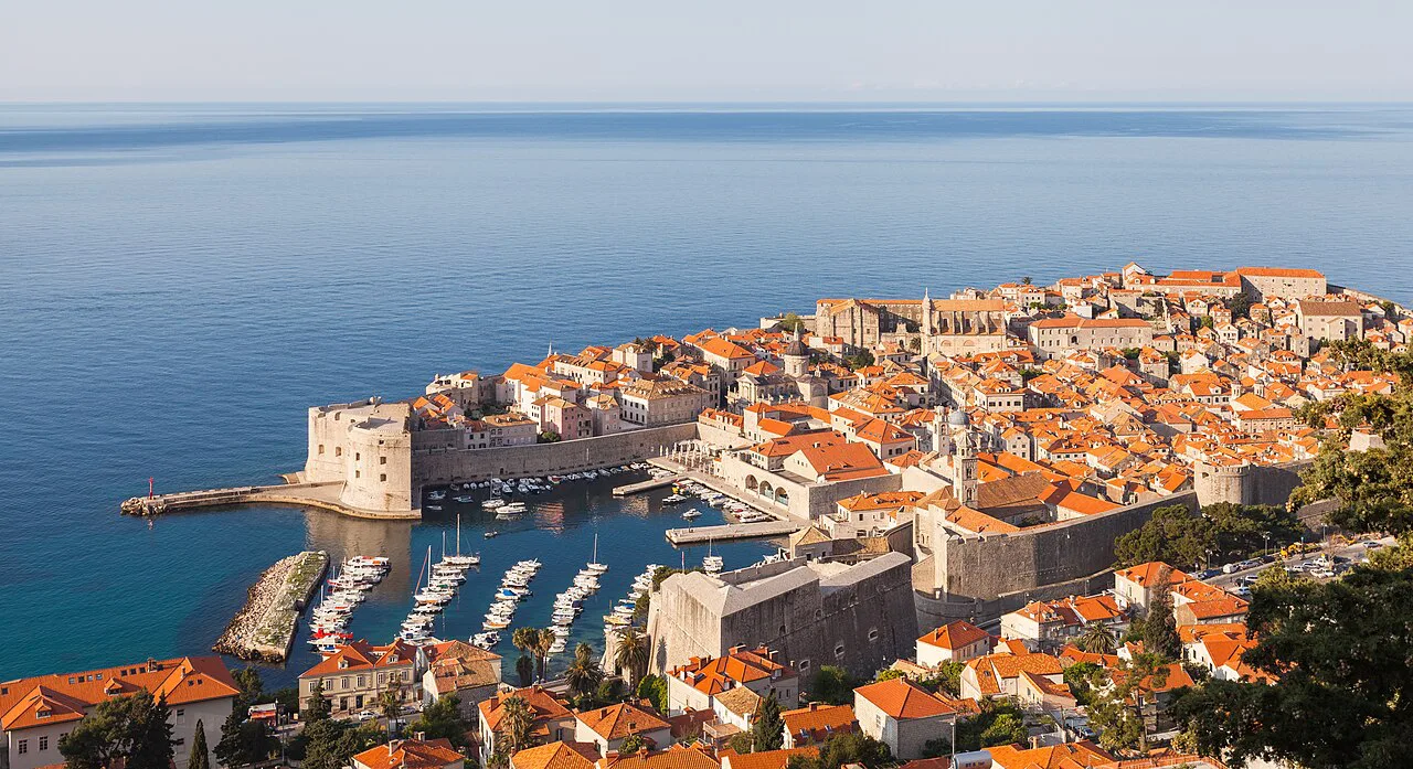 Dubrovnik's old town and city walls in the early morning.