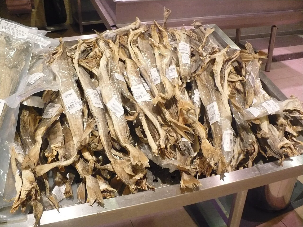 Dried stockfish on sale in Split.