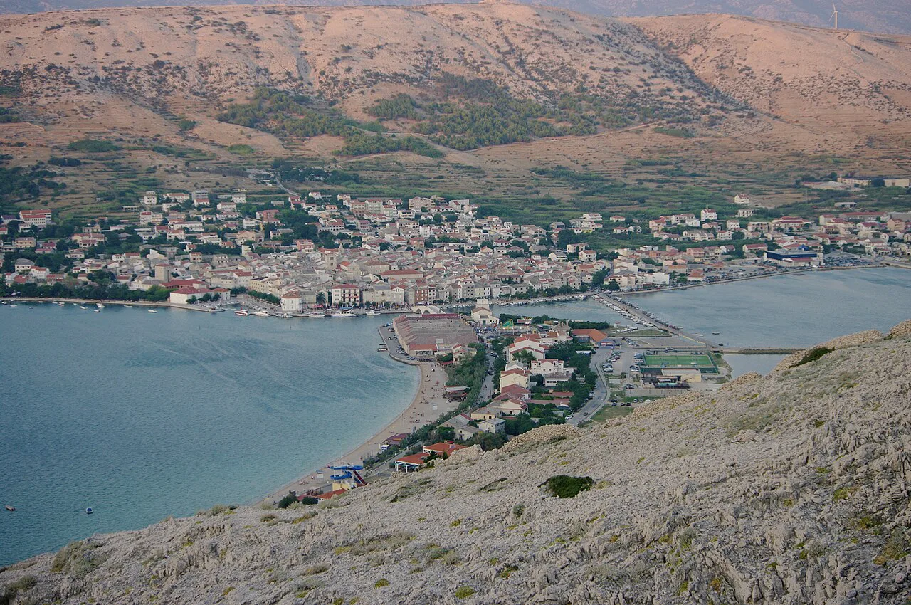 Pag town on the island known for Pag cheese.