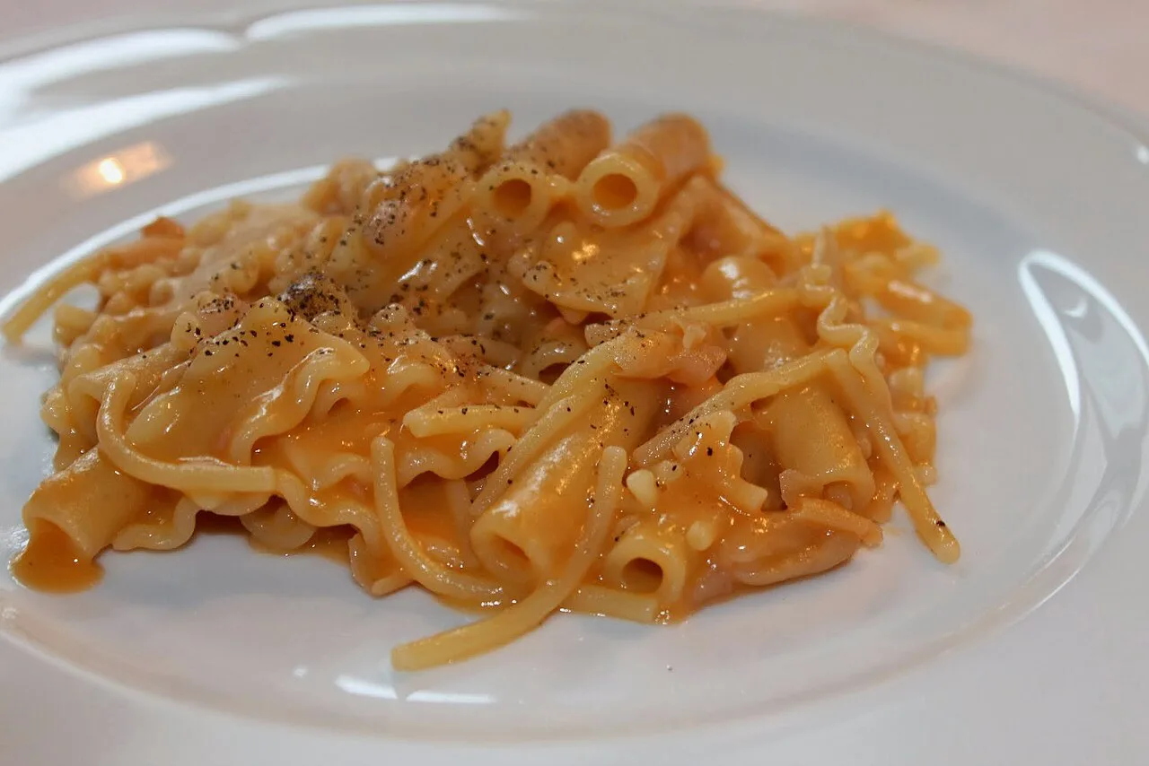 Pasta e fagioli in the Neapolitan style.