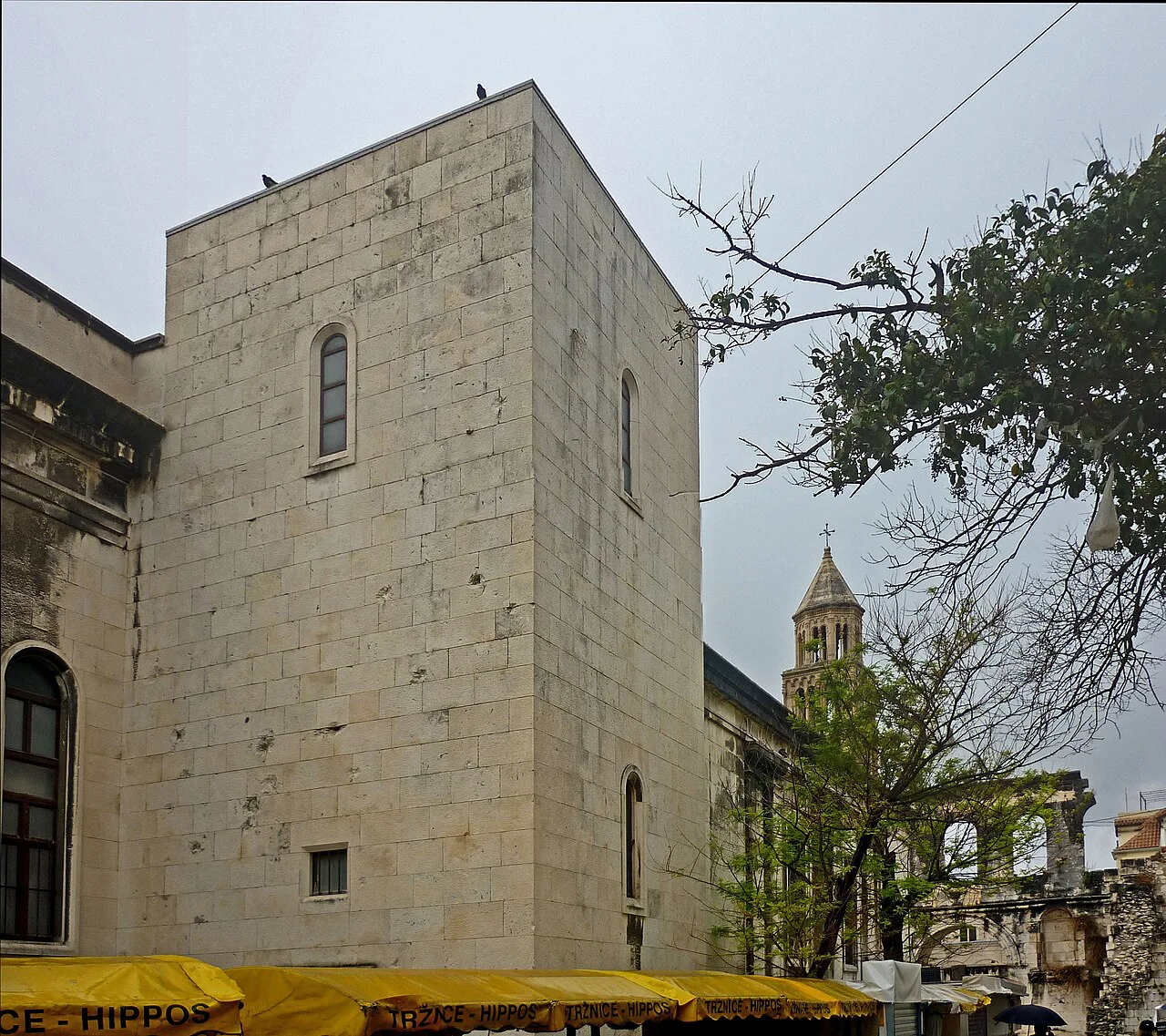Market awnings at the Pazar beside Diocletian's Palace, Split.