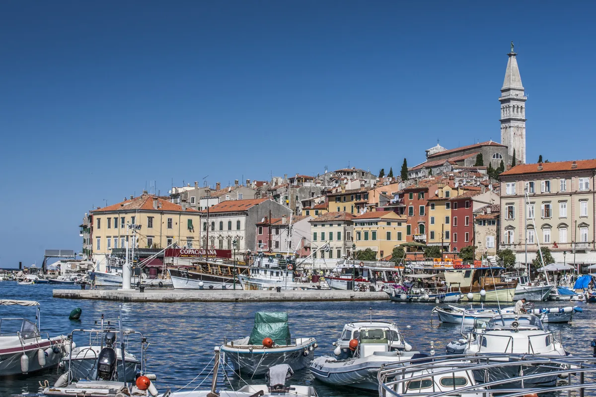 Rovinj harbour and old town.