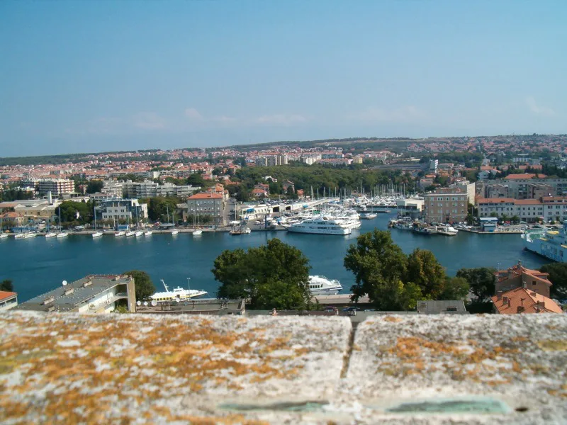 Zadar and its harbour seen from above.