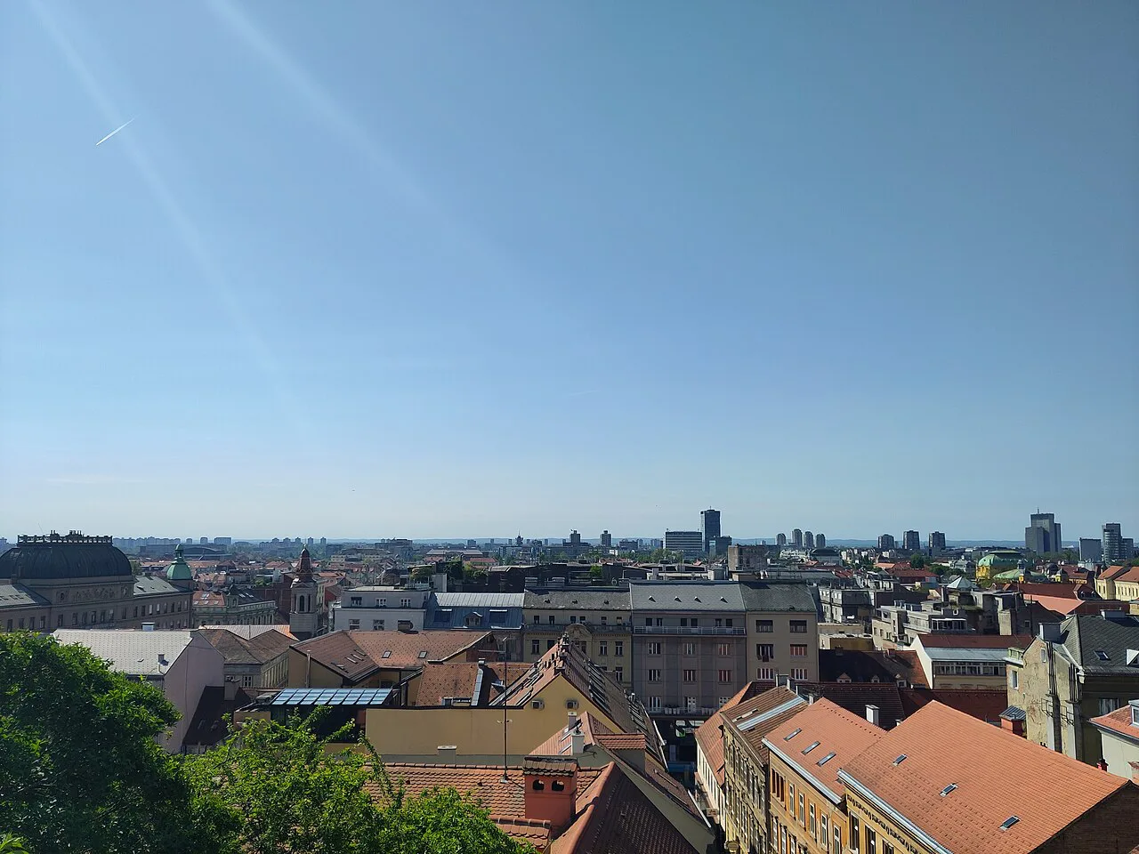 Zagreb seen from the top of the old town funicular.