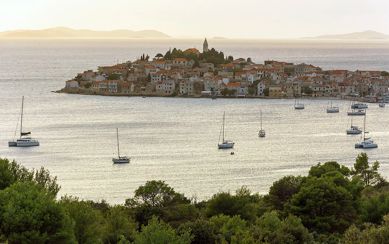 Primošten old town across the bay.