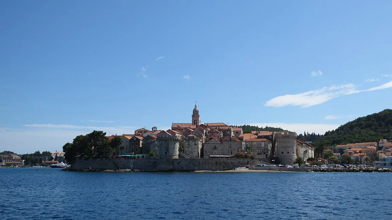 Korčula old town seen from the sea.