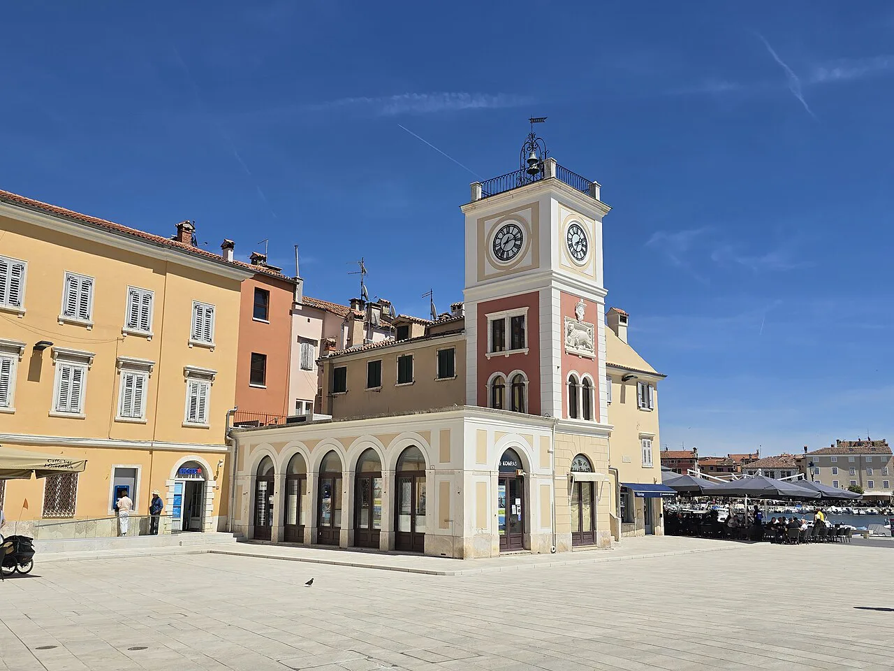 The clock tower on Marshal Tito Square, Rovinj.