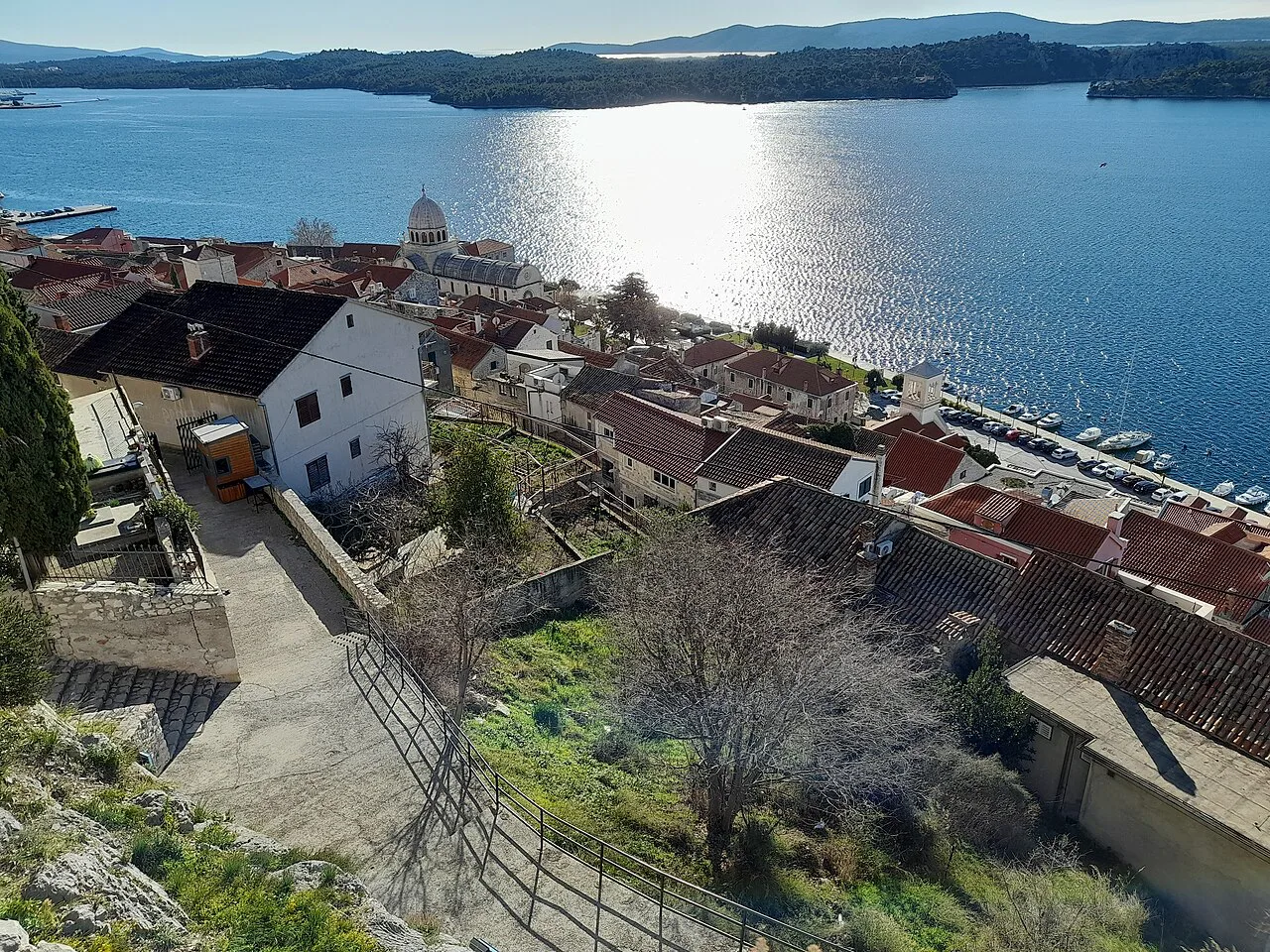 Old-town rooftops above the harbour, Šibenik.