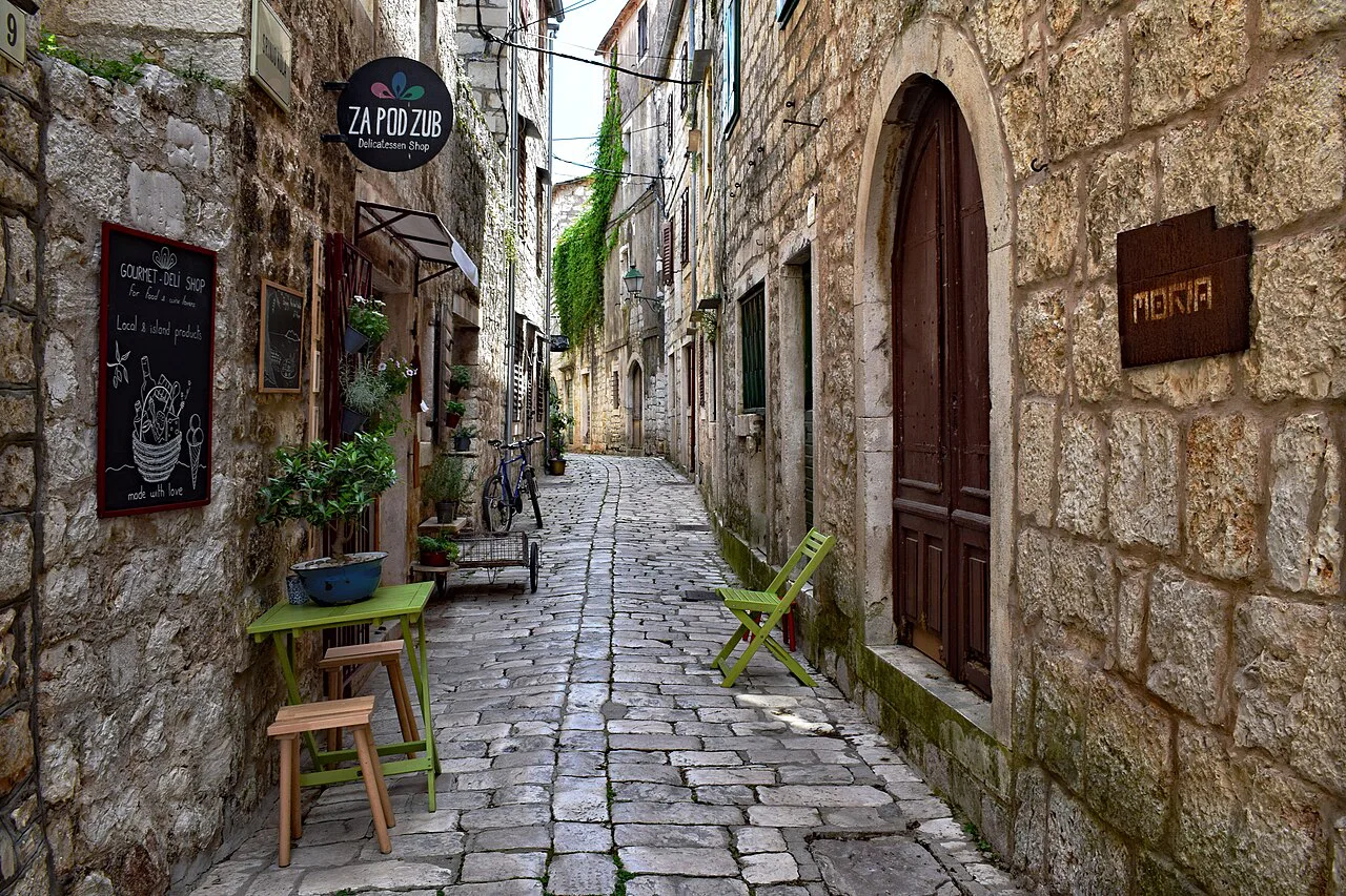 A stone lane in Stari Grad's old town, Hvar island.