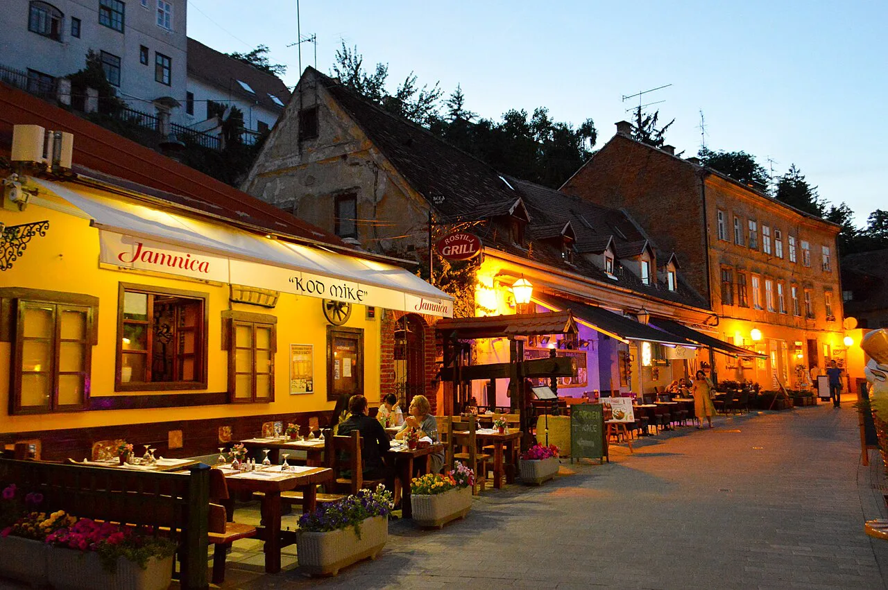 Small restaurants with evening terraces, Zagreb.