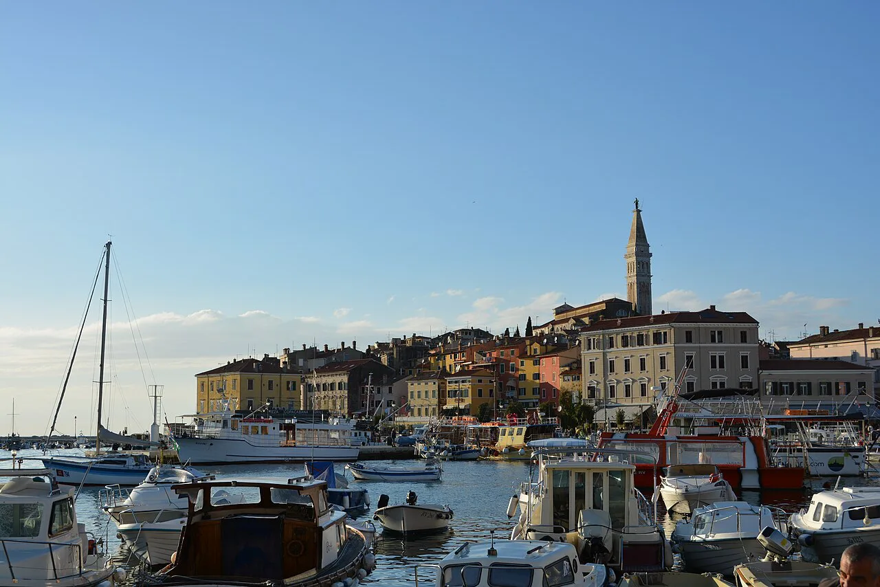 Rovinj harbour and old town.