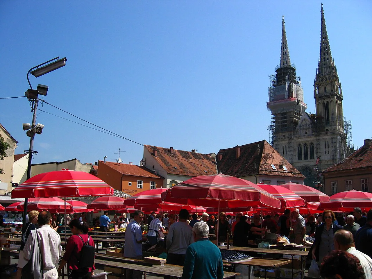 Dolac market beneath Zagreb Cathedral.