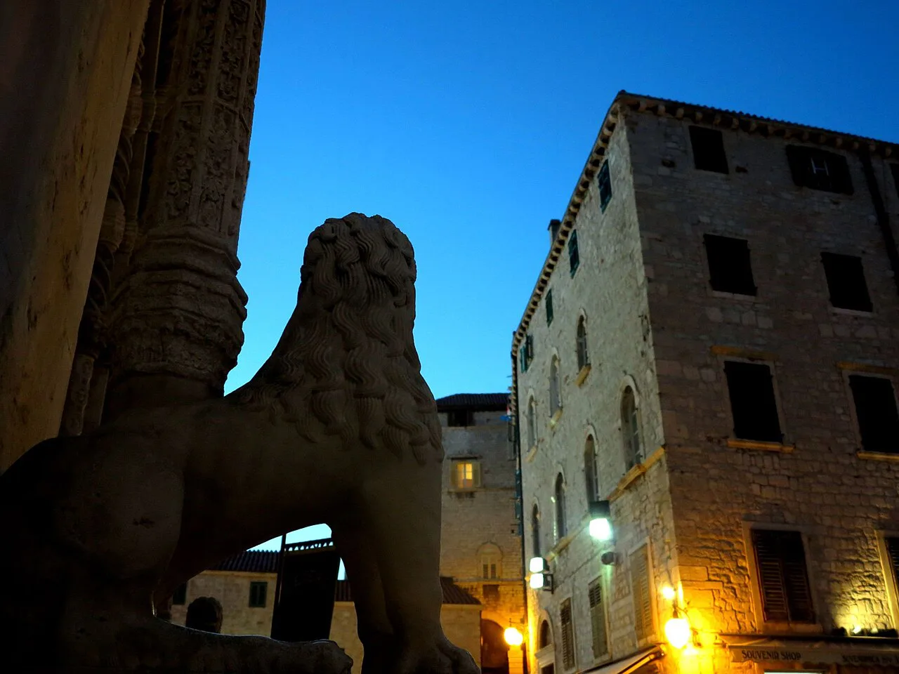 A stone lion at St James's Cathedral, Šibenik.