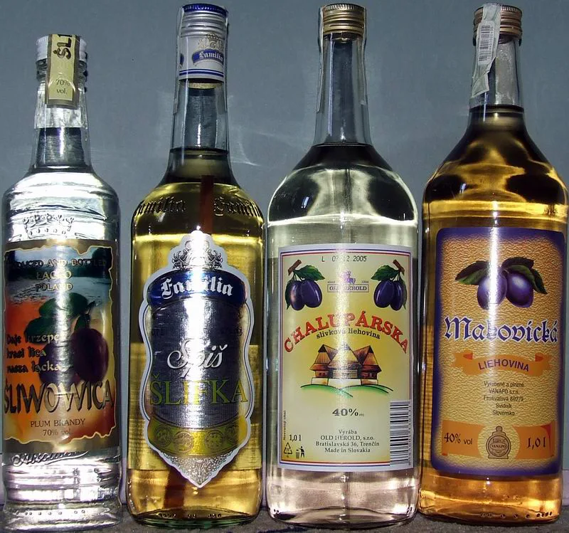 Bottles of plum brandy.