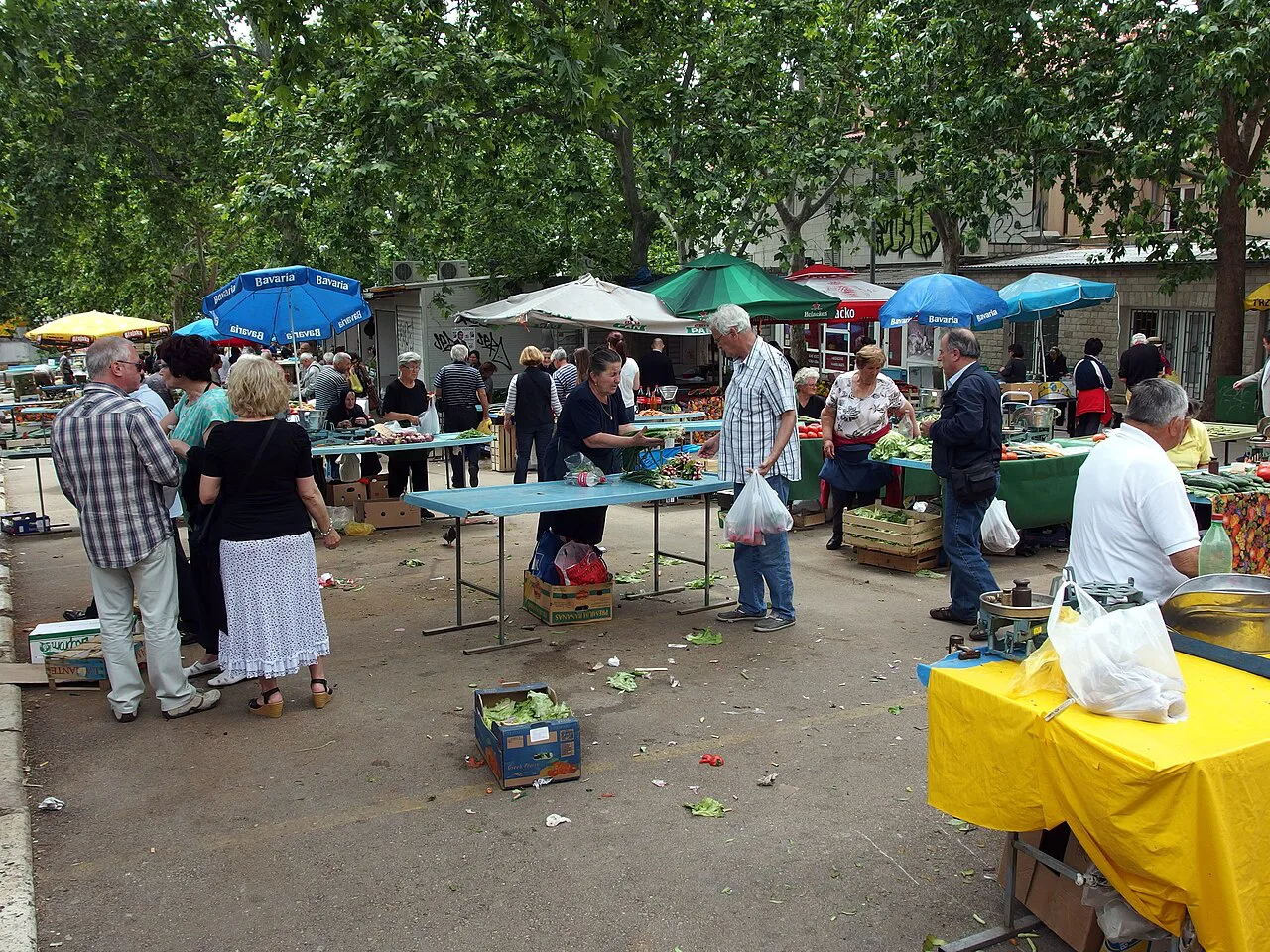 Shoppers at a market in Split.
