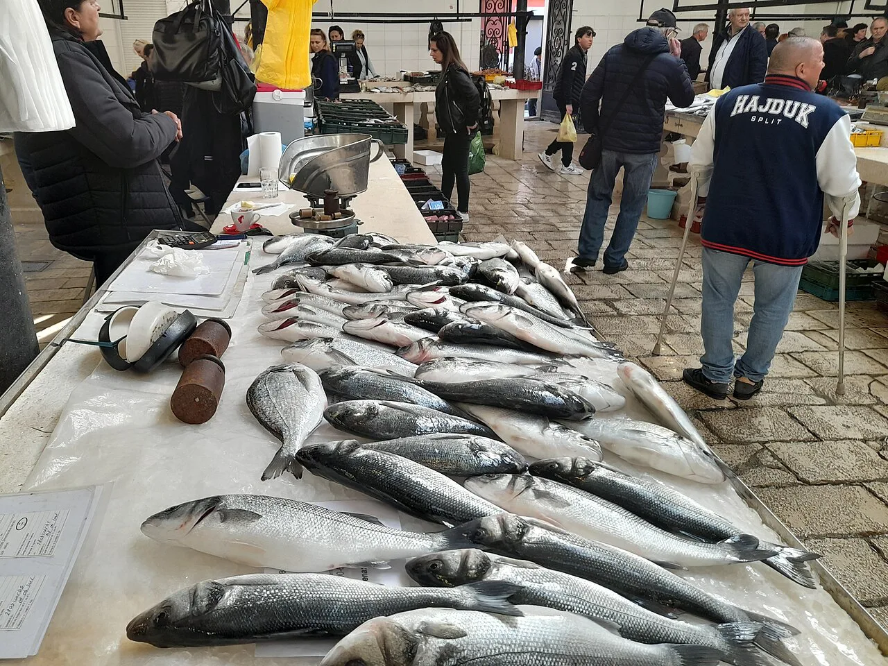 Fresh fish laid out at the fish market in Split.