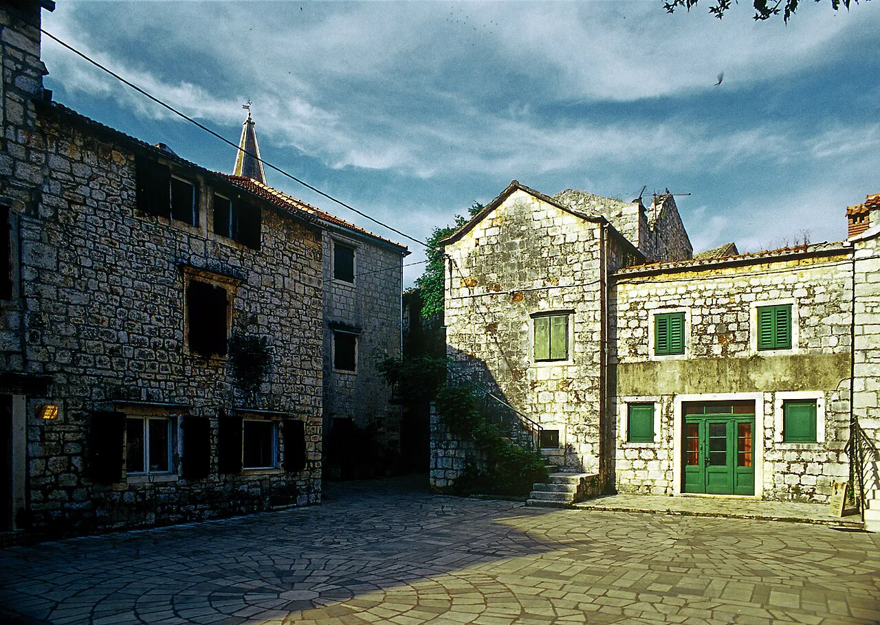 Trg Škor, a small square in Stari Grad, Hvar.