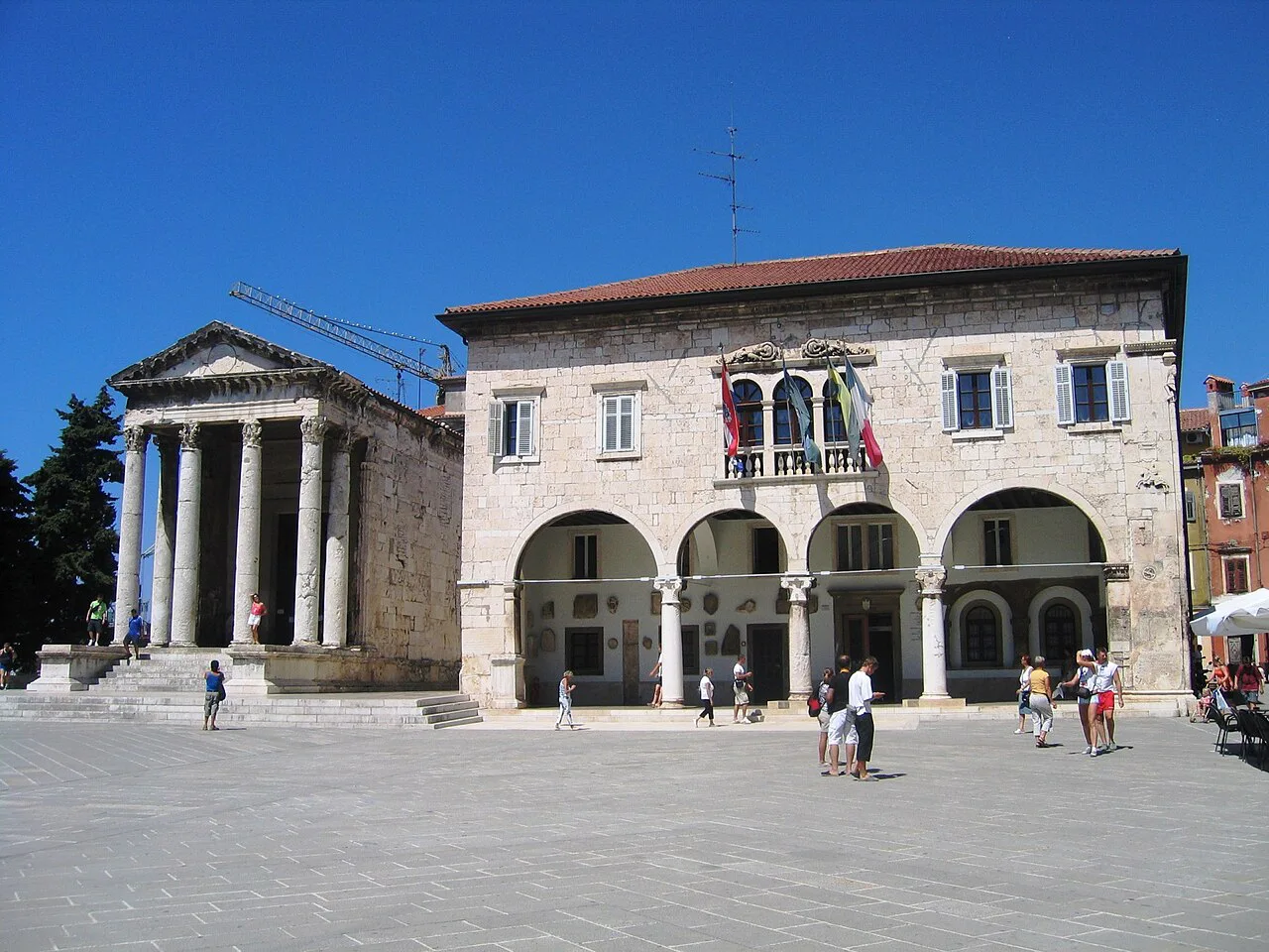 The Temple of Augustus and the Town Hall on the Forum, Pula.