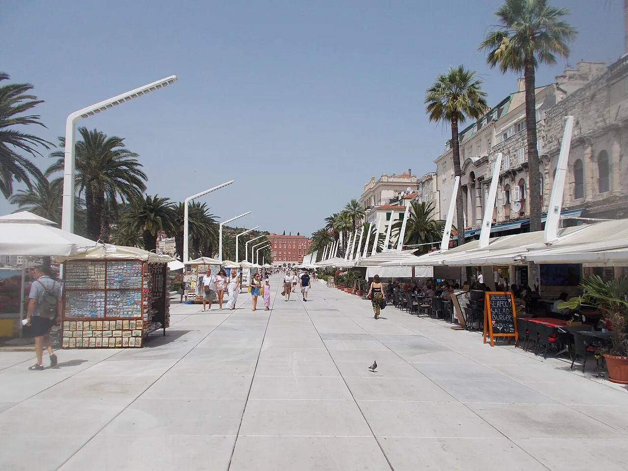 Restaurant terraces on the Riva promenade, Split.