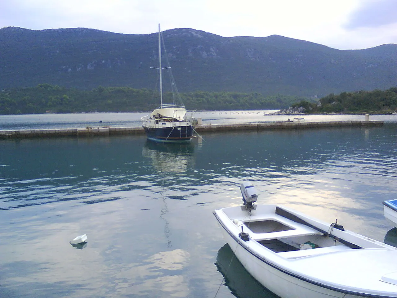 Boats in the harbour at Mali Ston.