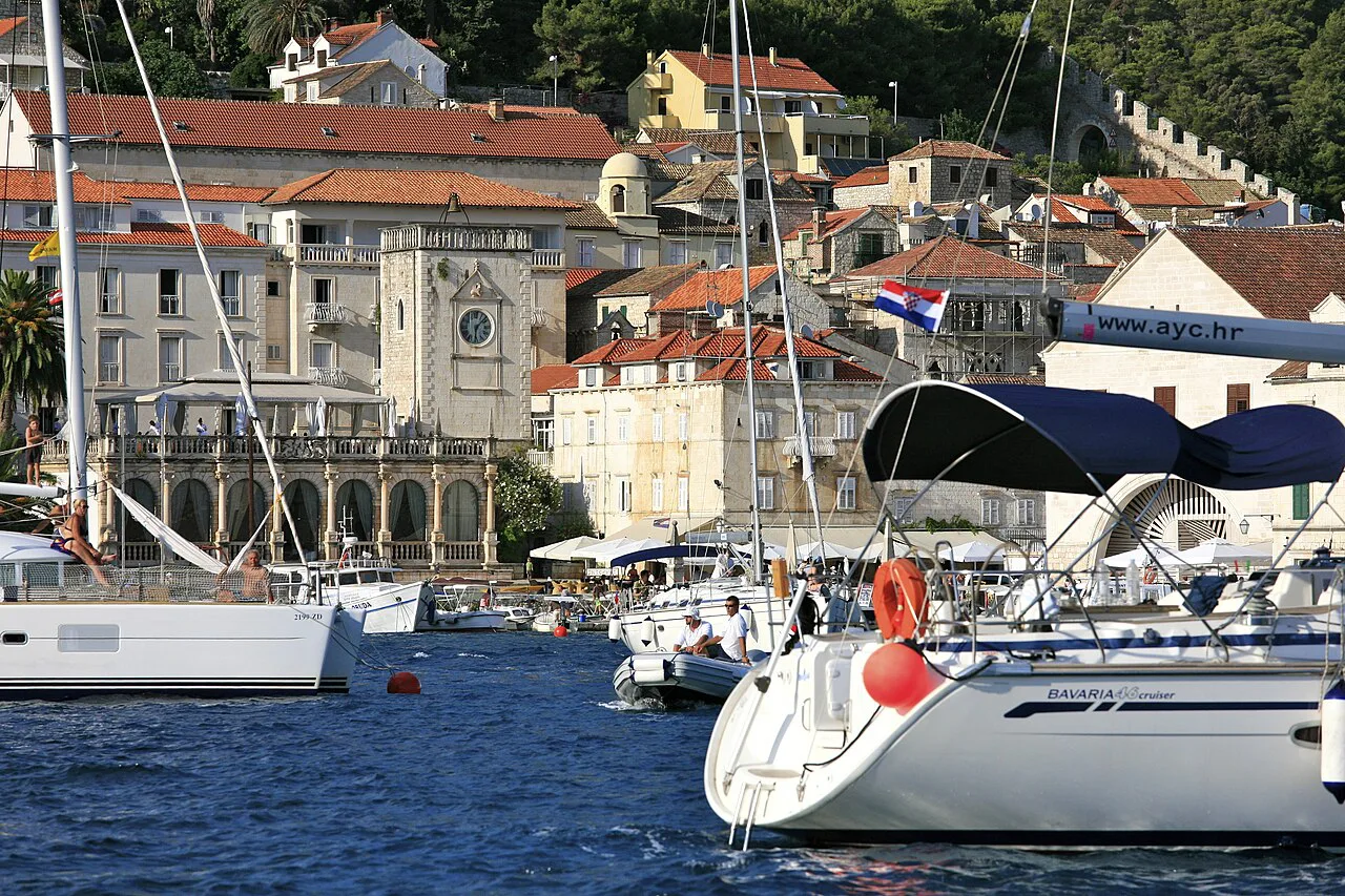 Arriving in Hvar town harbour.