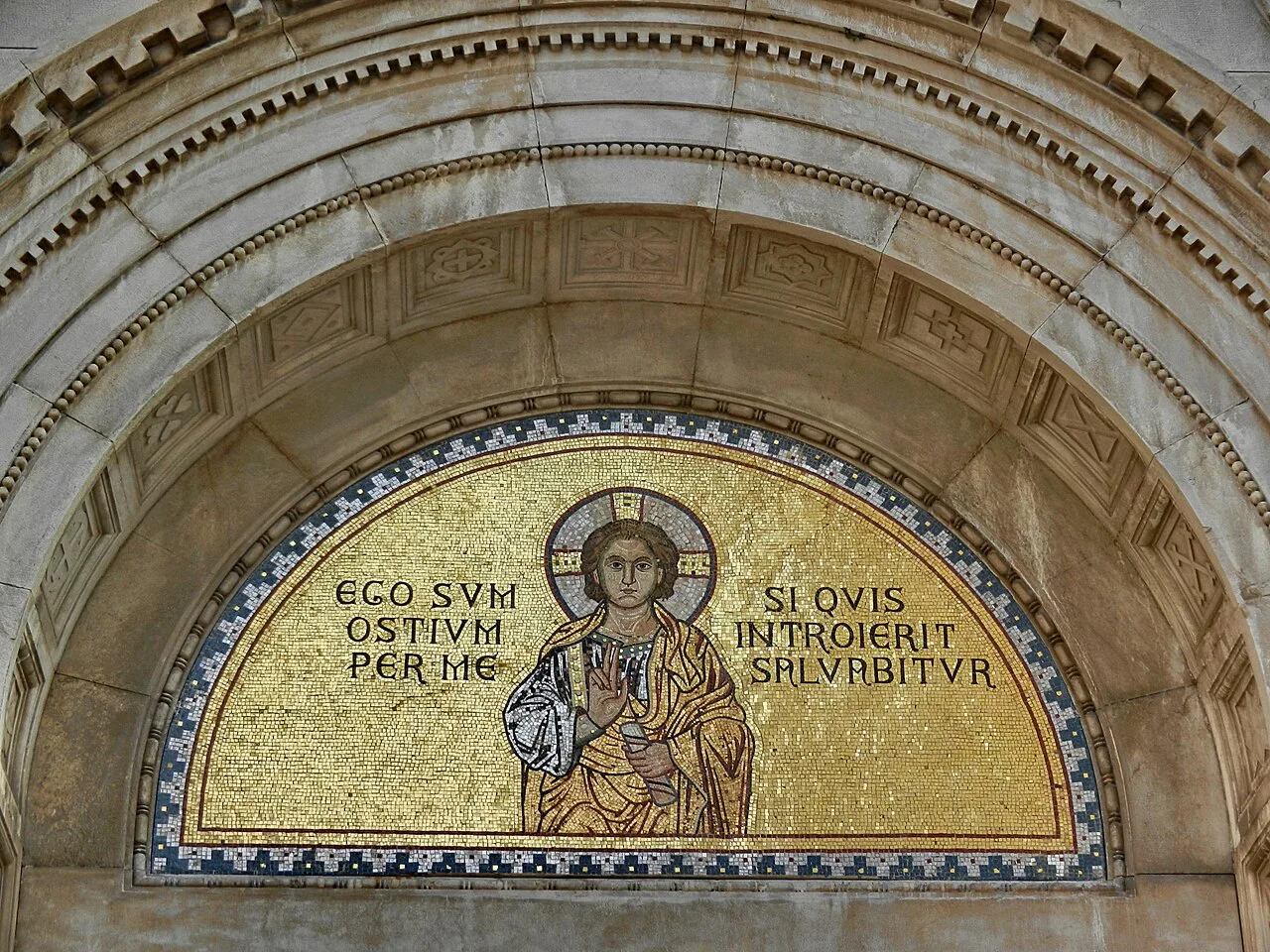 Mosaic above the entrance to the Euphrasian Basilica, Poreč.