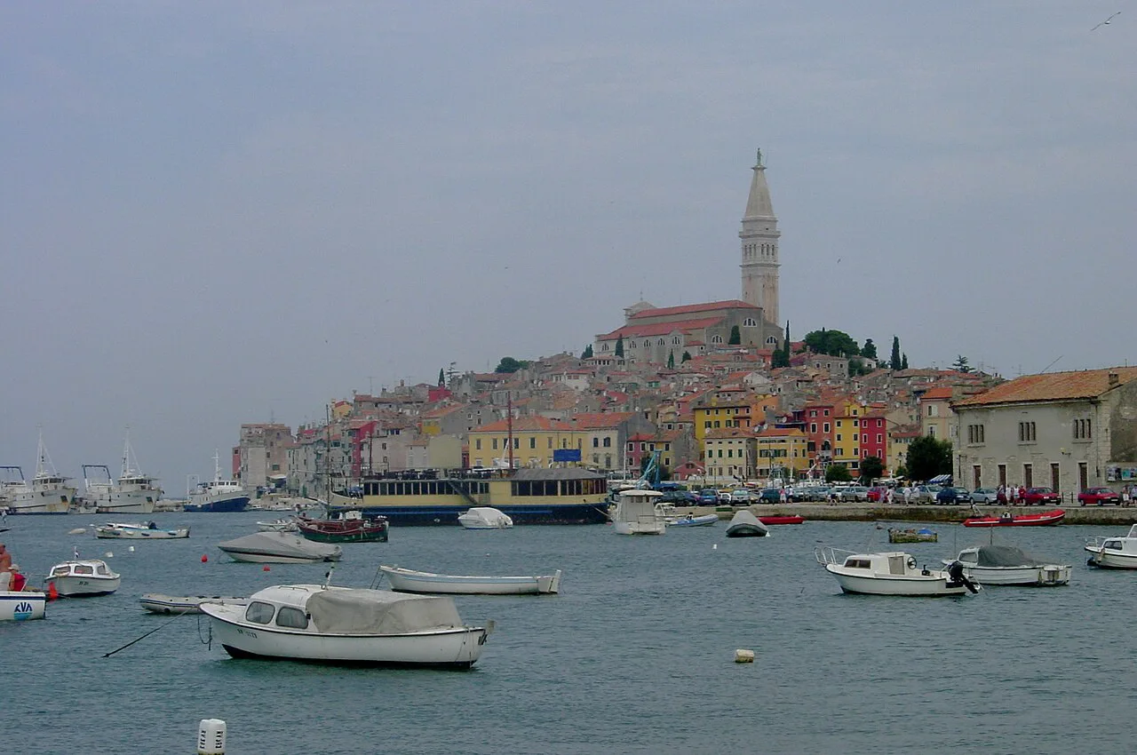 Rovinj's old town seen from Obala Vladimira Nazora.