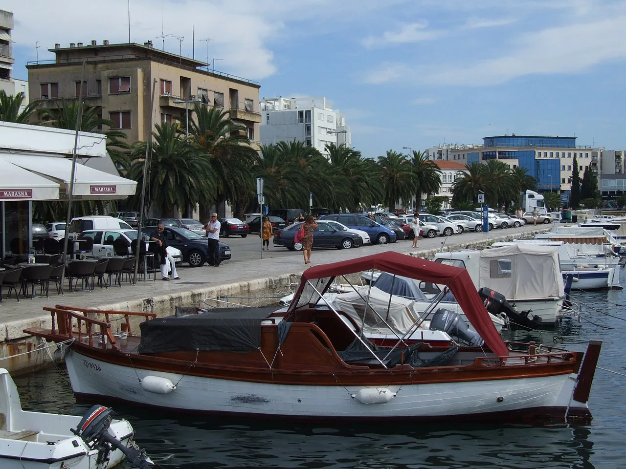 Small boats moored in Zadar harbour.