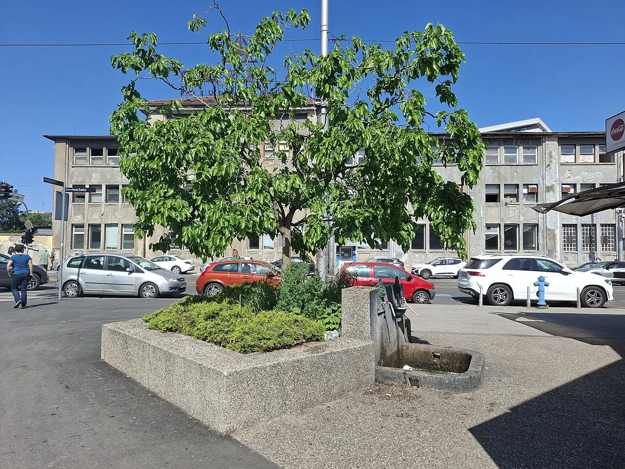 A drinking fountain at Kvatrić market, Zagreb.