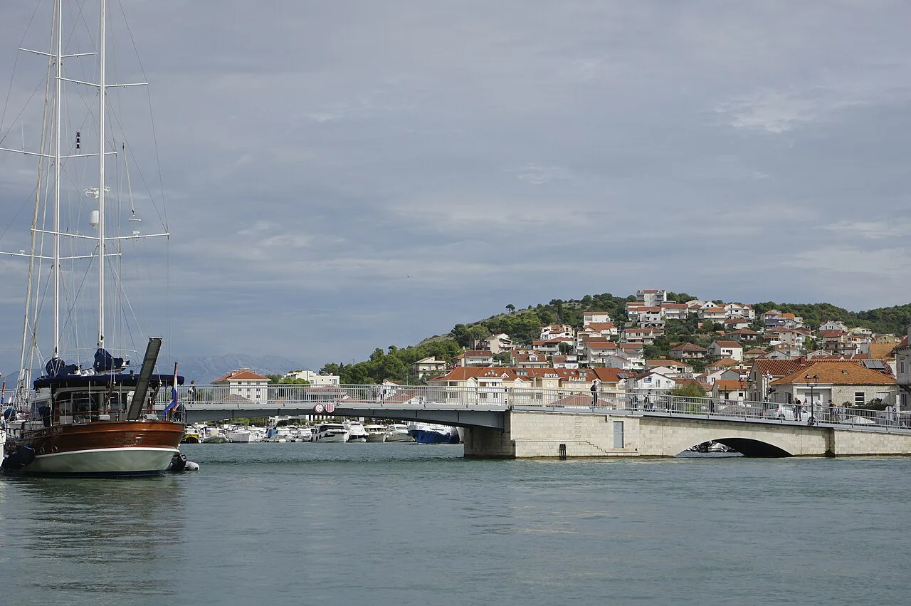 Trogir waterfront and the bridge to Čiovo.