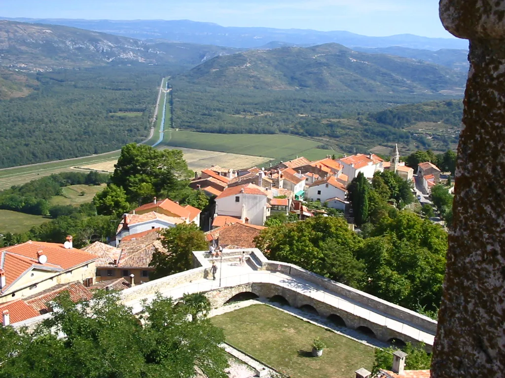 View over Motovun from the church tower, Istria.