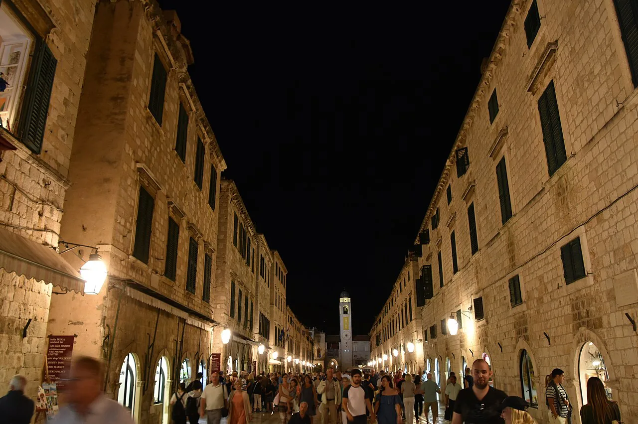 The Stradun at night, Dubrovnik.