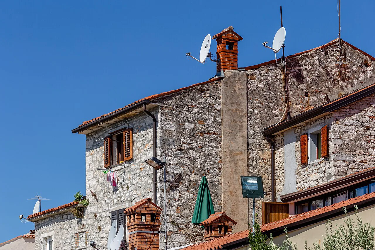Stone houses along the coast in Umag.