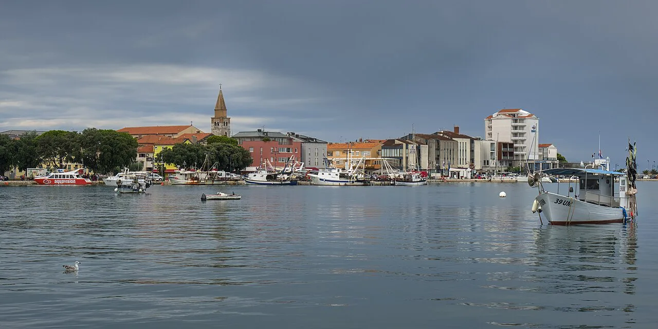 Umag's old town seen across the water.